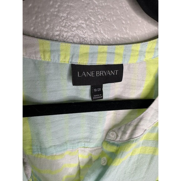Lane Bryant Shirt Womens 18/20 Pastel Stripe V Neck Long Sleeve Button Plus - Picture 3 of 6